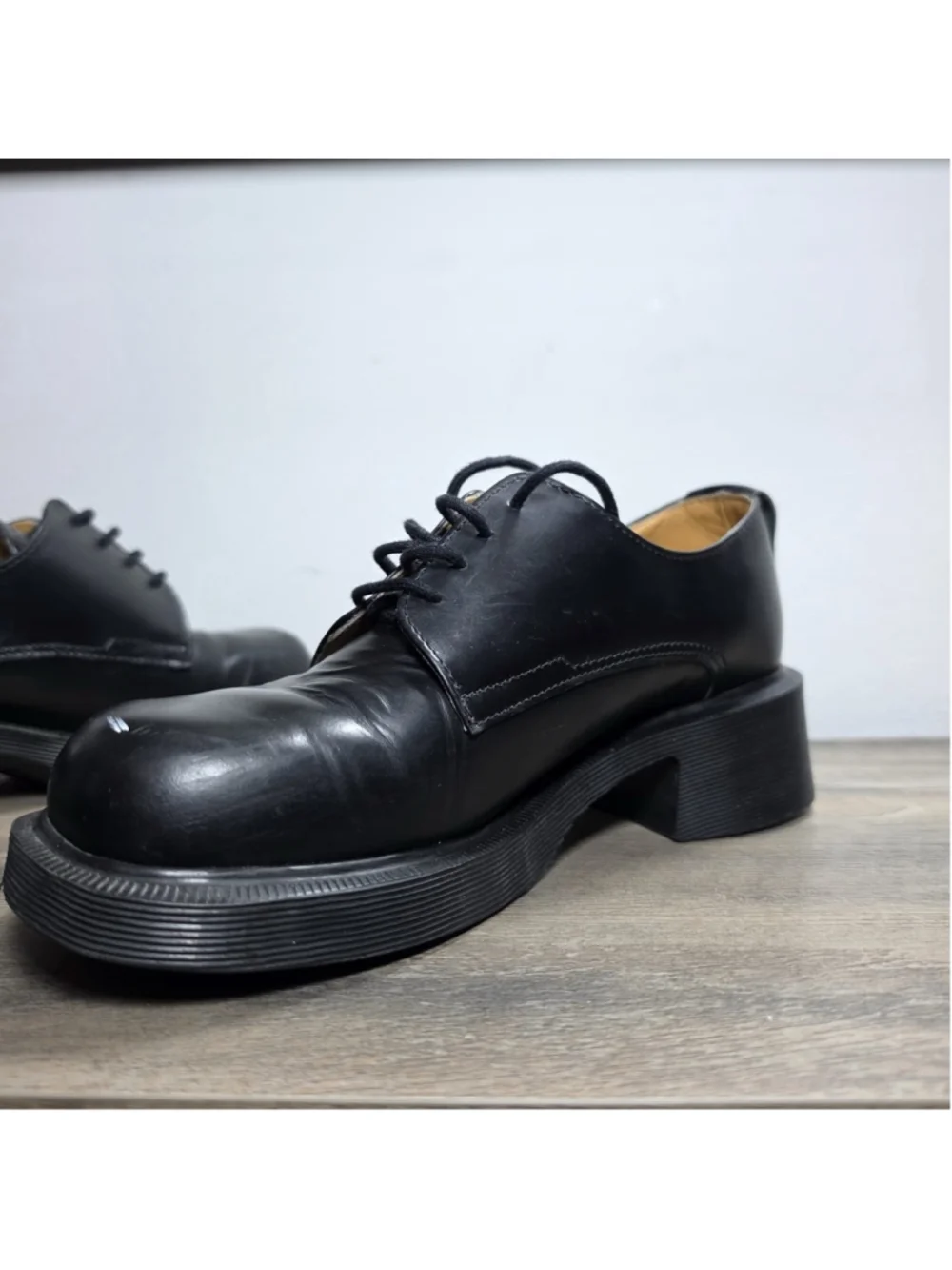 Dr Martens VTG Derby Shoes Women's 6 US Black Leather Chunky 8461 England